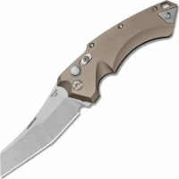 Автоматический складной нож Hogue Wharncliffe EX-A05, клинок Stonewash, сталь 154CM, рукоять пустынный алюминий купить в Томске