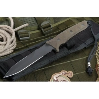 Нож с фиксированным клинком Spartan Breed Fighter (Black SpartaCoat/Green Micarta/Black Molle Sheath) 13.97 см. купить в Томске