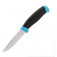 Нож с фиксированным лезвием Morakniv Companion Blue, сталь Sandvik 12С27, рукоять пластик/резина, голубой купить в Томске