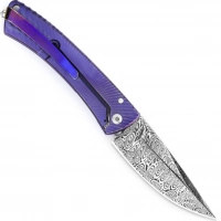 Нож складной LionSteel TiSpine Diamond, сталь дамаск с рисунком «земля Одина», рукоять титан купить в Томске