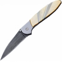 Полуавтоматический складной нож Santa Fe Kershaw Leek, дамасская сталь, рукоять сталь с накладкой из перламутра купить в Томске