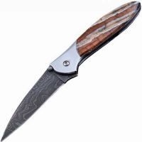 Полуавтоматический складной нож Santa Fe Kershaw Leek, дамасская сталь, рукоять сталь с накладкой из зуба мамонта купить в Томске