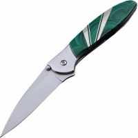 Полуавтоматический складной нож Santa Fe Kershaw Leek, сталь 14C28N, рукоять сталь с накладкой из малахита купить в Томске