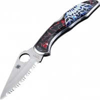 Складной нож Santa Fe Spyderco Delica Serrated, сталь VG-10, рукоять сталь с накладкой из черной яшмы купить в Томске