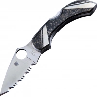 Складной нож Santa Fe Spyderco Dragonfly Serrated, сталь VG-10, рукоять сталь с накладками из пирита купить в Томске