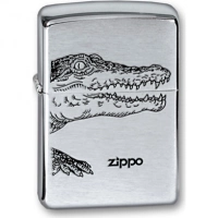 Зажигалка ZIPPO Alligator, с покрытием Brushed Chrome, латунь/сталь, серебристая, матовая, 36x12x56 купить в Томске