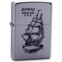 Зажигалка ZIPPO Boat-Zippo Satin Chrome, латунь с ник.-хром. покрыт., сереб., матовая, 36х56х12мм купить в Томске