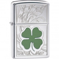 Зажигалка ZIPPO Classic «Клевер» с покрытием High Polish Chrome купить в Томске