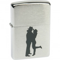 Зажигалка ZIPPO Cowboy Couple Brushed Chrome, латунь, ник.-хром. покр., серебр., матов., 36х56х12 мм купить в Томске