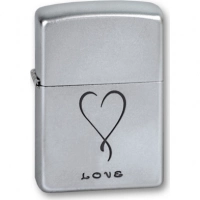 Зажигалка ZIPPO Love Satin Chrome, латунь с никеле-хромовым покрыт., серебр., матовая, 36х56х12 мм купить в Томске